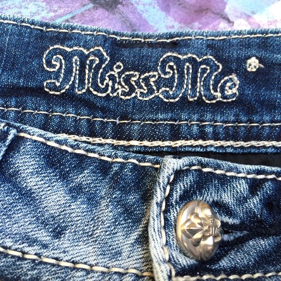 Miss Me Womens Skinny Jeans Sz 26 X 27 Light Distressed Low Rise JP5011S7 - Picture 9 of 13